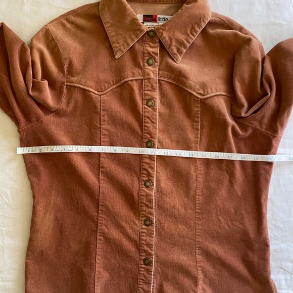 Vintage Live A Little Cotton Suede Corduroy Jacket Button Up 70's Flare Size L - Picture 6 of 7
